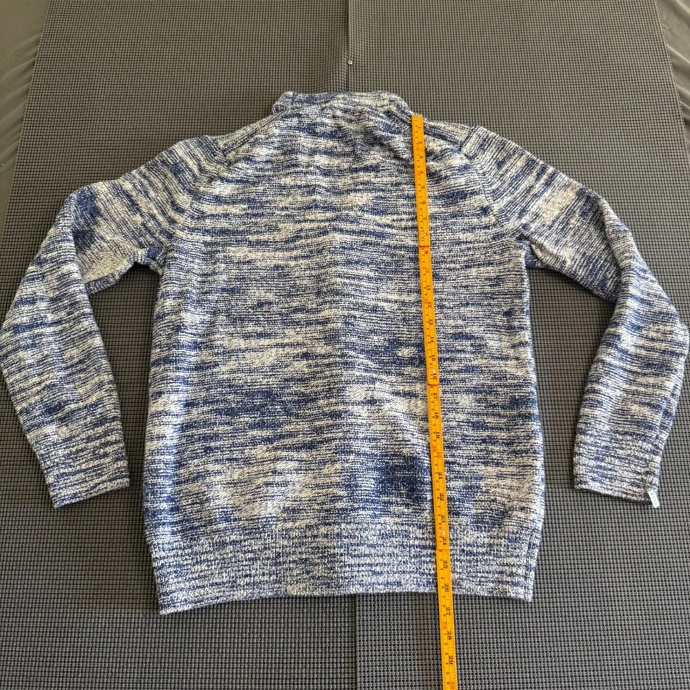 Banana Republic Mens Blue White Marled Shawl Collar Button Cardigan Sweater L
